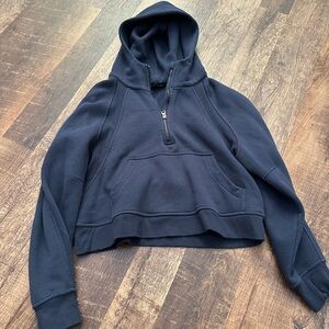 Women's Navy Blue Half-Zip Hoodie Sweater